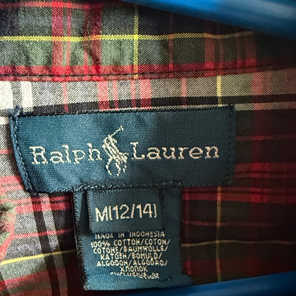 Ralph Lauren Kids Plaid Button Down Shirt - Red, Yellow, Black size 12/14